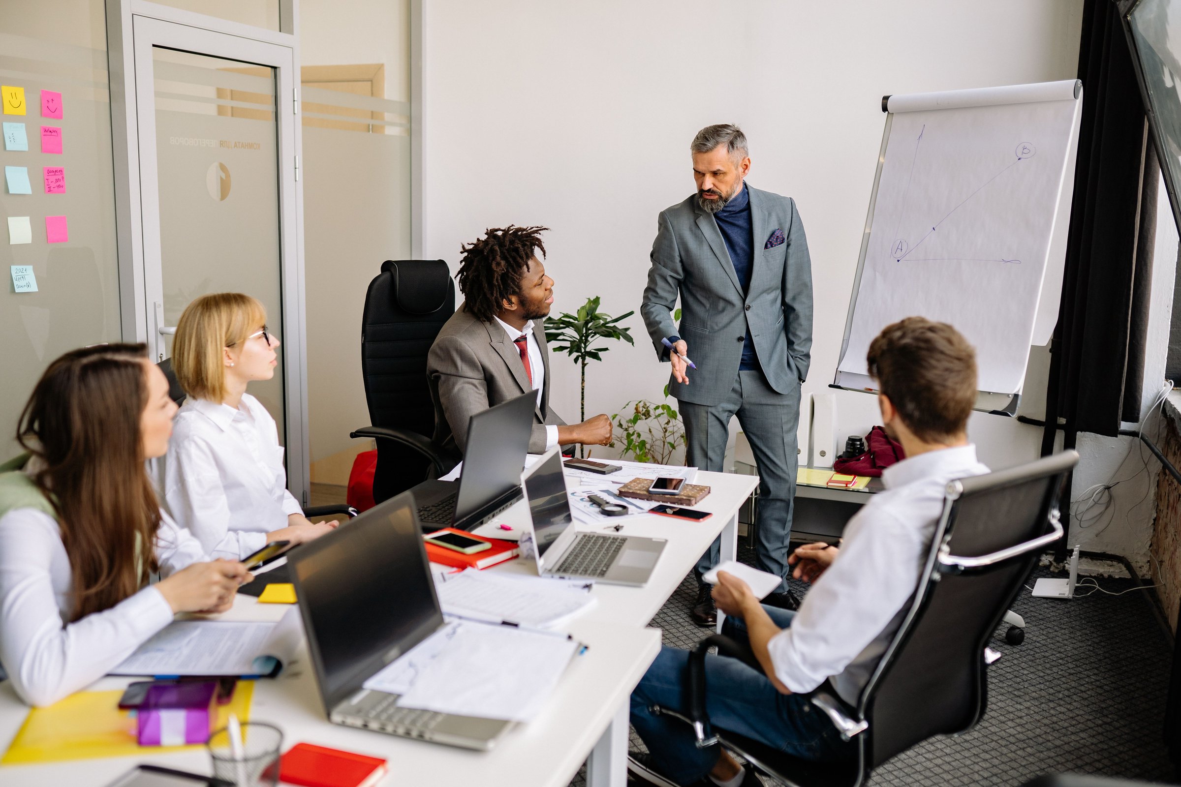 Business team discussing a financial strategy